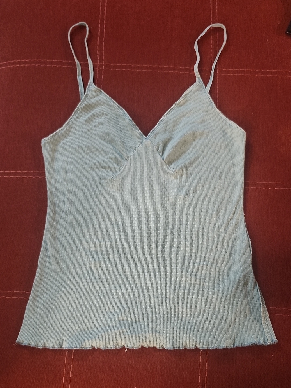 We The Free Light Green Ribbed V-Neck Cami